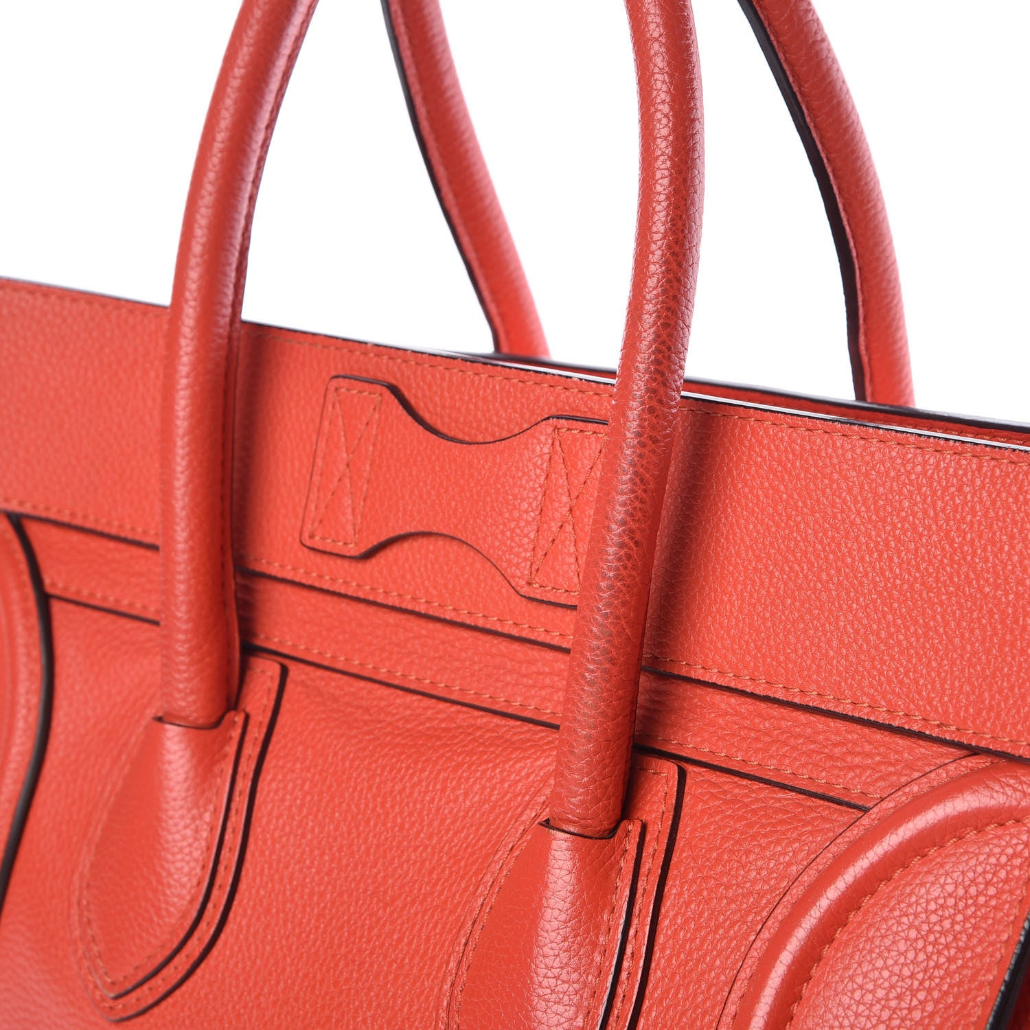 Celine Drummed Calfskin Mini Luggage Vermillion 7 of 10