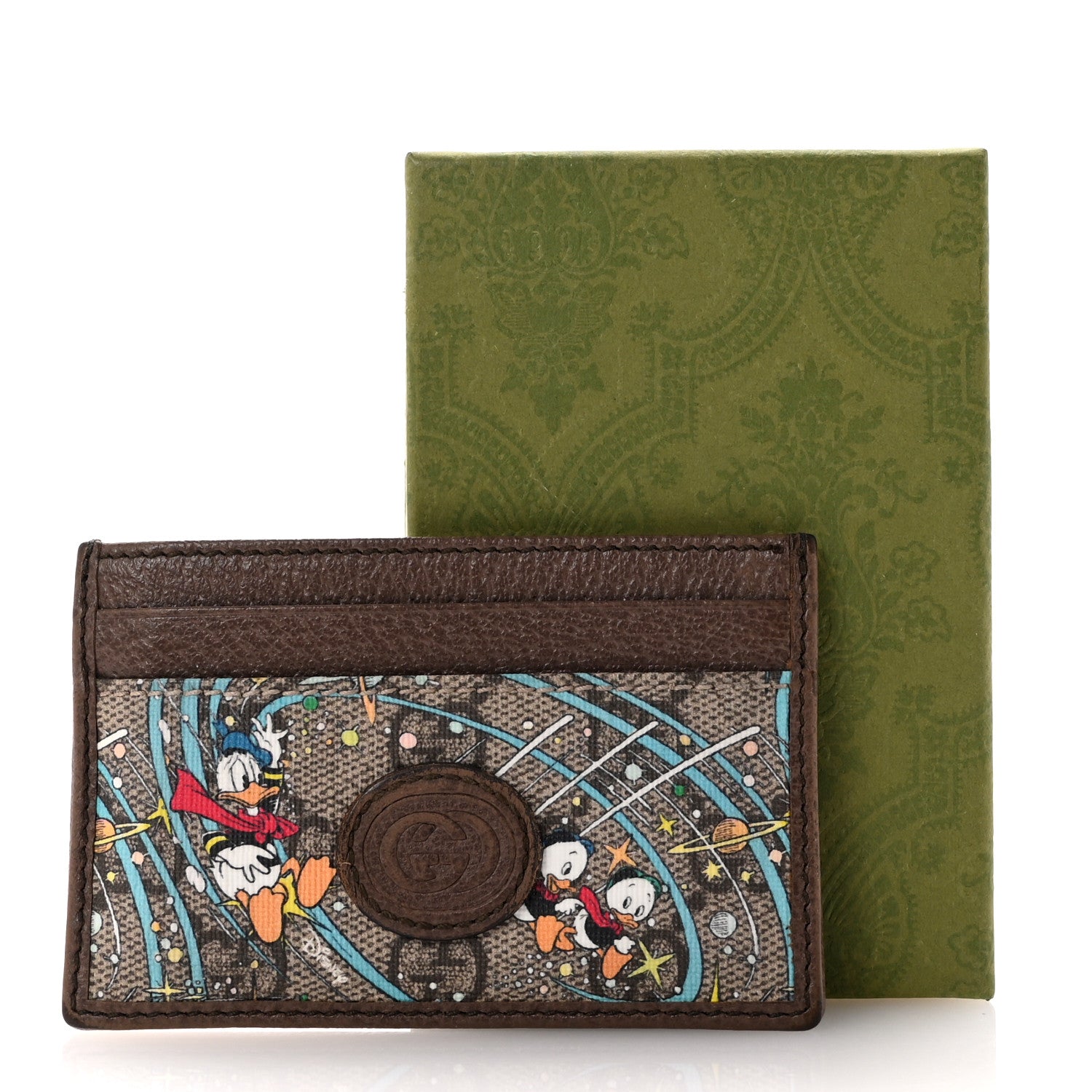Gucci X DISNEY GG Supreme Monogram Donald Duck Card Holder Beige