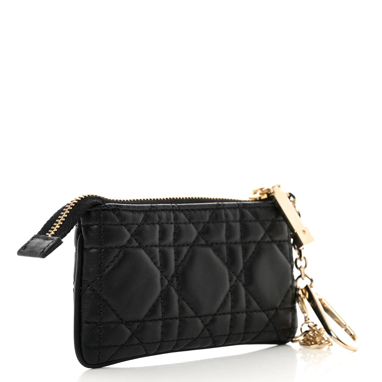 Christian Dior Lambskin Cannage Lady Dior Zipped Key Case Black 3 of 6