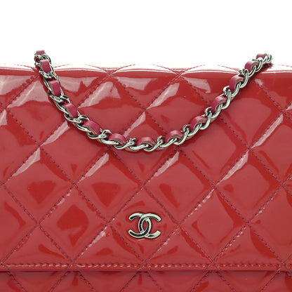 Chanel Patent Calfskin Quilted Wallet On Chain WOC Pink 8 of 10