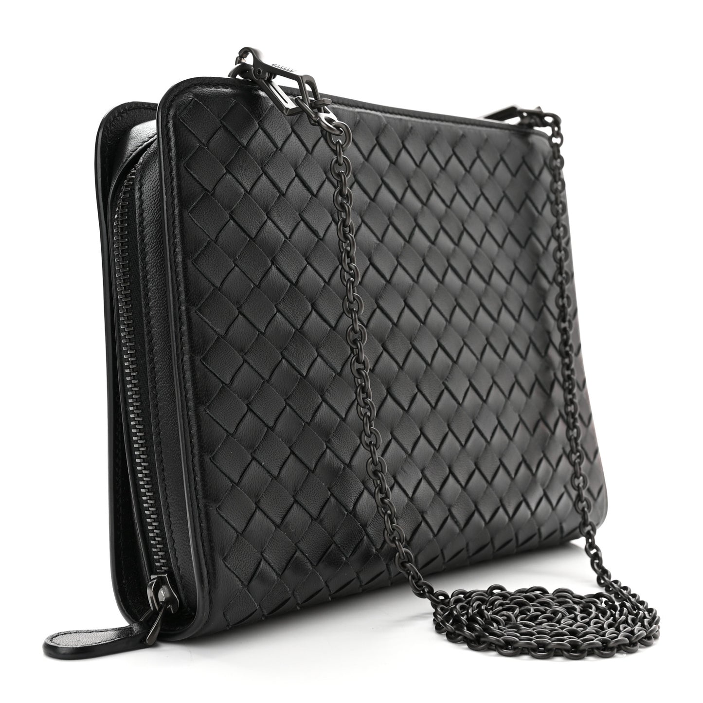 Nappa Intrecciato Chain Wallet Black