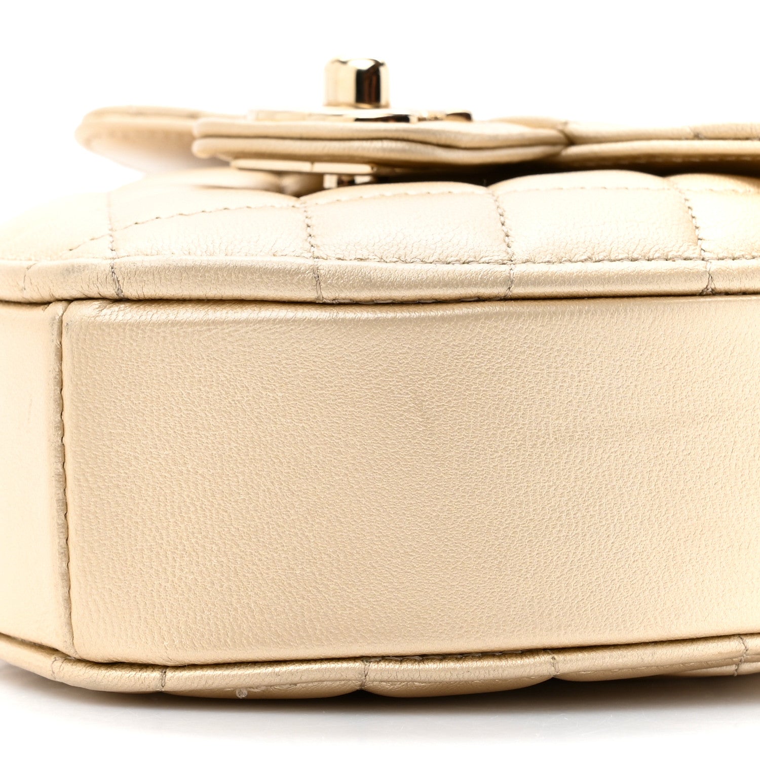 Chanel Metallic Lambskin Quilted CC In Love Heart Clutch With Chain Gold 9 of 11