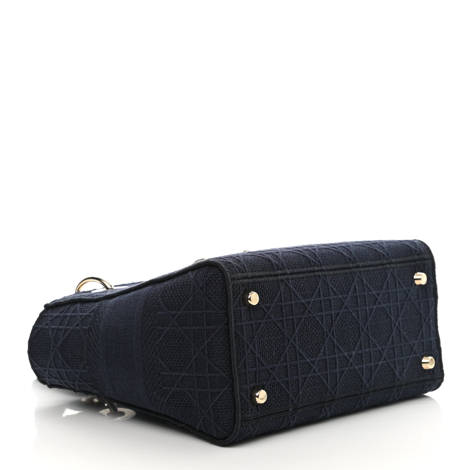 Christian Dior Canvas Embroidered Cannage Medium Lady D-Lite Navy 4 of 11