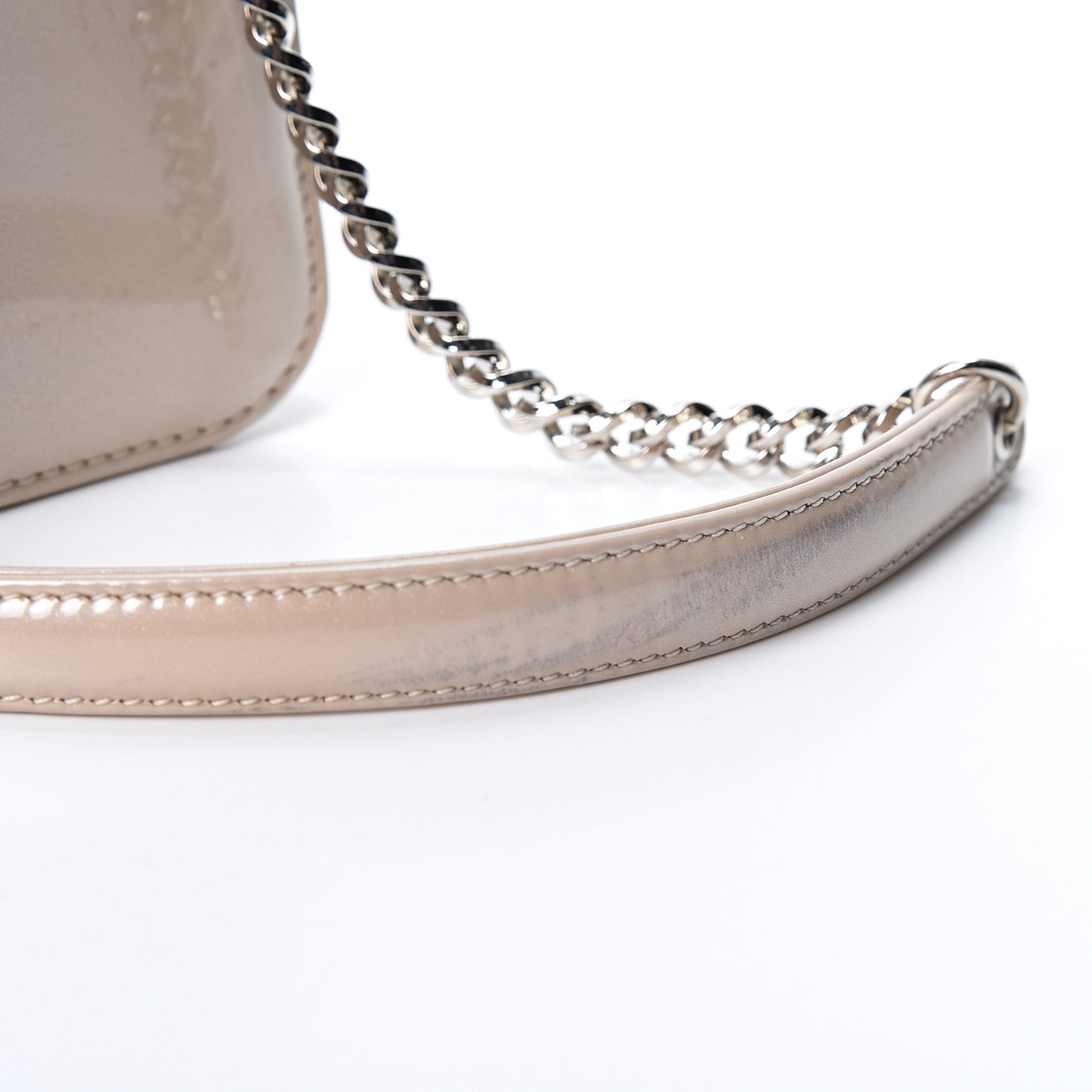 Metallic Box Patent Calfskin Miss Dior Promenade Pouch Beige