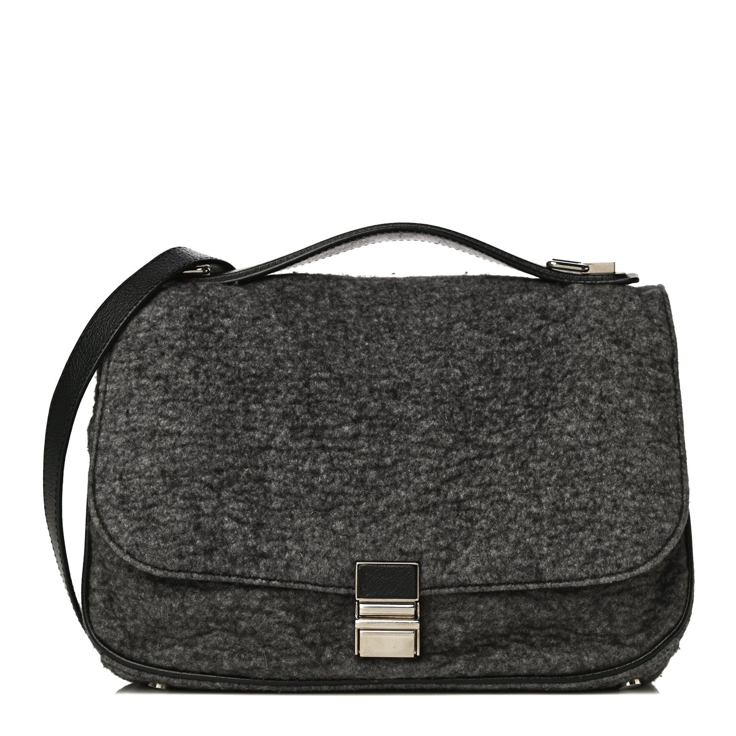 Proenza Schouler Melange Felted Wool Crossbody Bag Charcoal Black 1 of 9