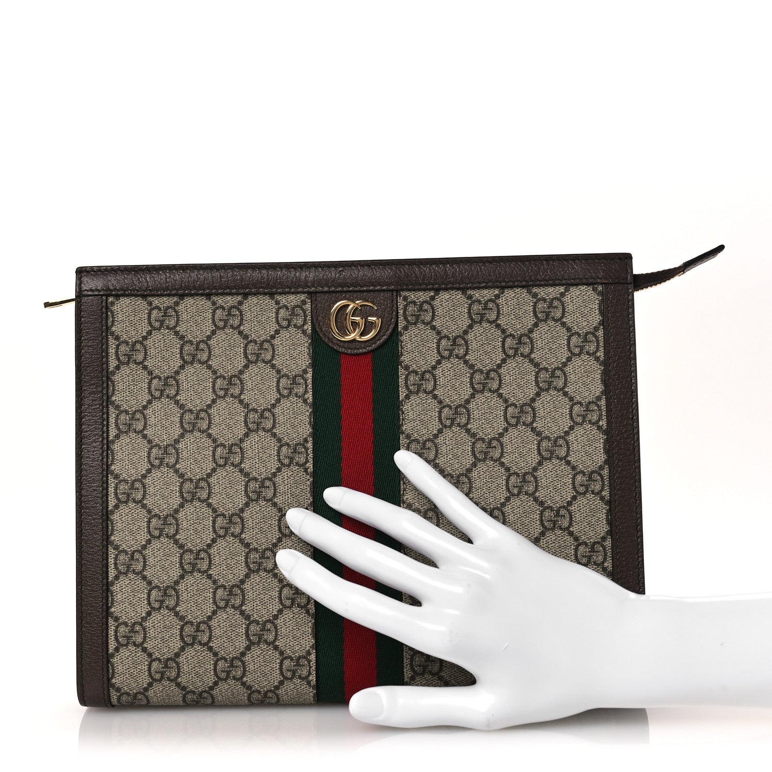 Gucci GG Supreme Monogram Web Ophidia Pouch Brown 2 of 13