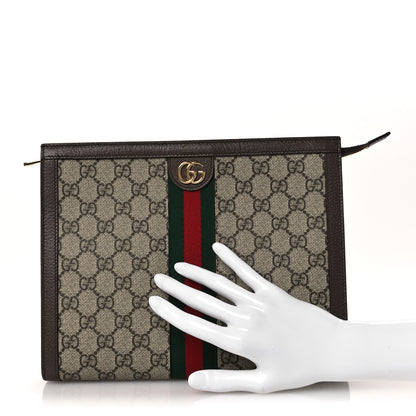 Gucci GG Supreme Monogram Web Ophidia Pouch Brown 2 of 13