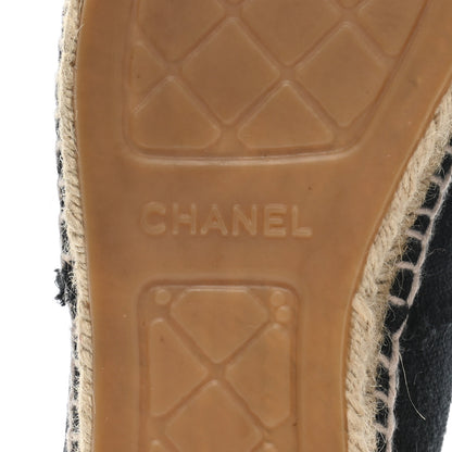 Chanel Denim Toile CC Espadrilles 39 Black 6 of 10