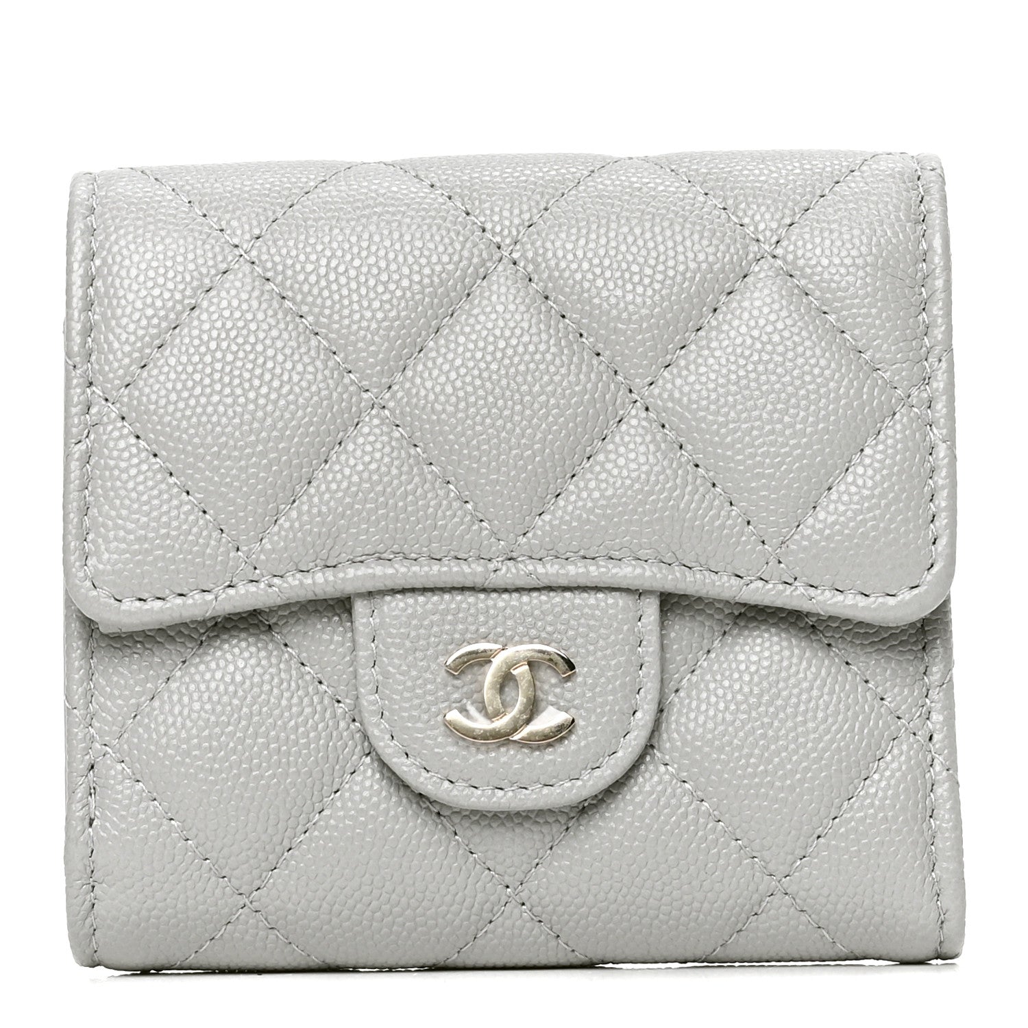 Chanel Caviar Quilted Compact Flap Wallet Grey 1 of 5