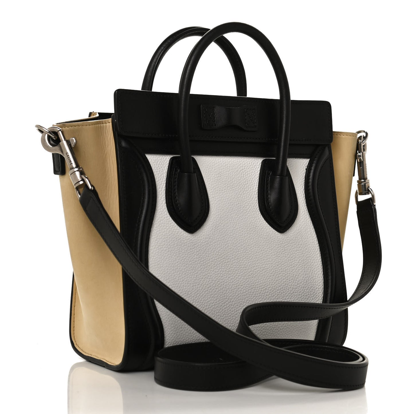 Grained Baby Calfskin Nubuck Nano Tri-Color Luggage White