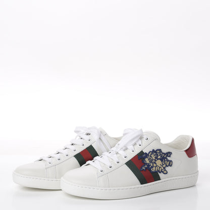 Gucci X DISNEY Calfskin Web Three Little Pigs Embroidered Womens Ace Sneakers 37.5 White Red Green 3 of 7