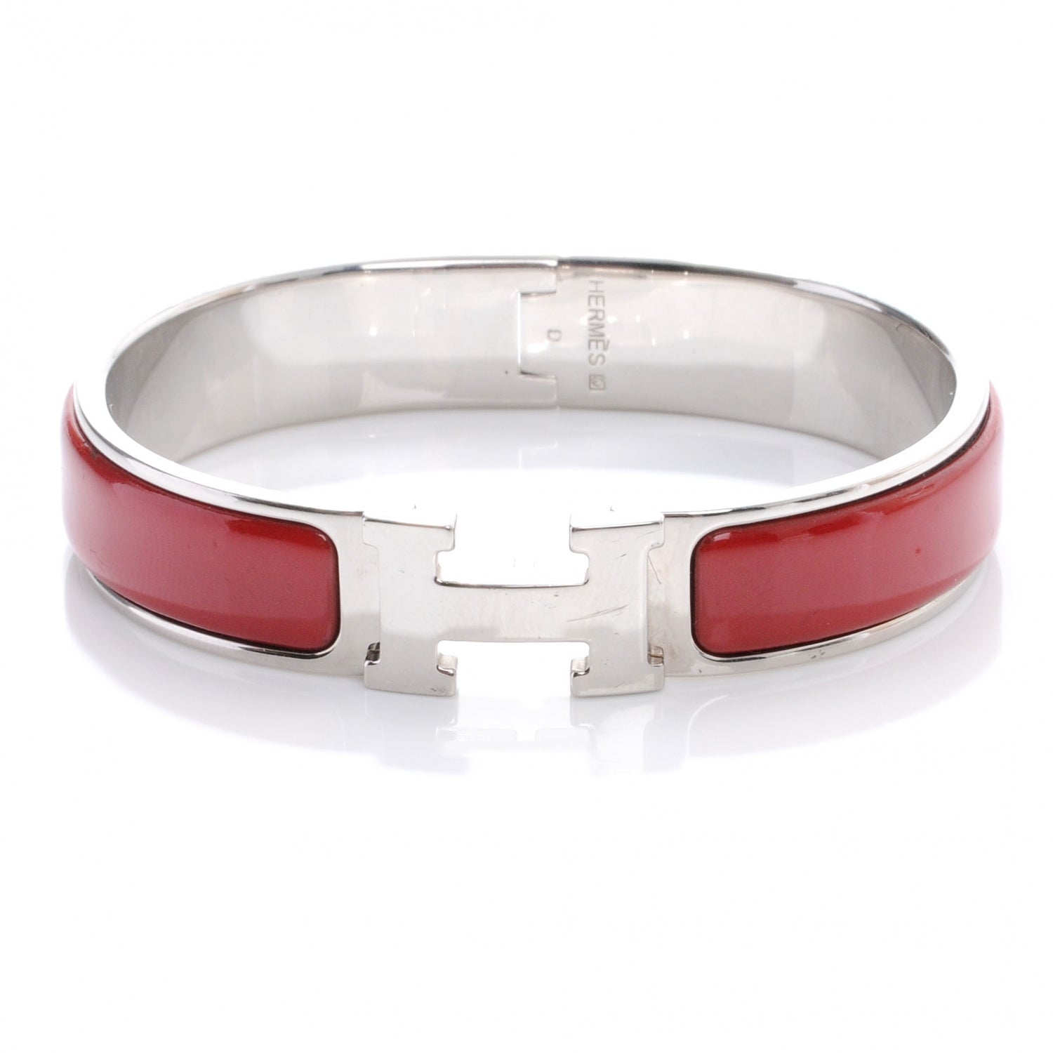 Hermes Narrow Enamel Clic Clac H Bracelet PM Red 1 of 5