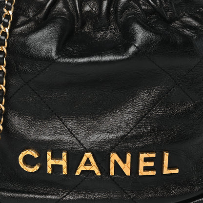 Chanel Shiny Crumpled Calfskin Quilted Pearl Mini Chanel 22 Black 8 of 11