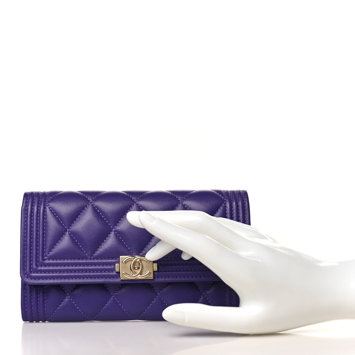 Chanel Lambskin Quilted Medium Boy Flap Wallet Purple 2 of 11