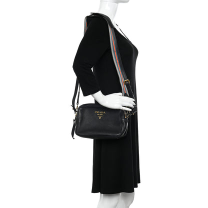 Prada Vitello Daino Medium Double Zip Shoulder Bag Black 2 of 10