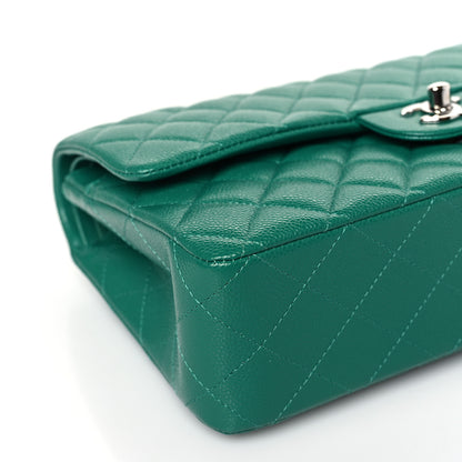Chanel Caviar Quilted Medium Double Flap Green 8 of 10