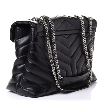 Saint Laurent Calfskin Y Quilted Monogram Medium Loulou Chain Satchel Black 2 of 9