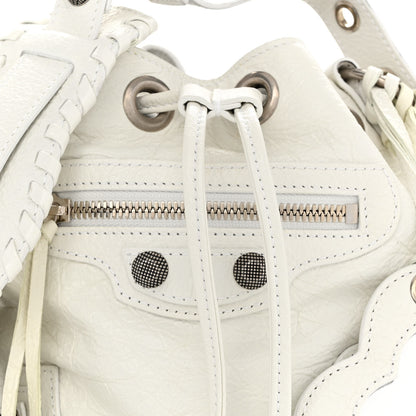 Balenciaga Agneau Arena Le Cagole Bucket Bag XS Optic White 8 of 13