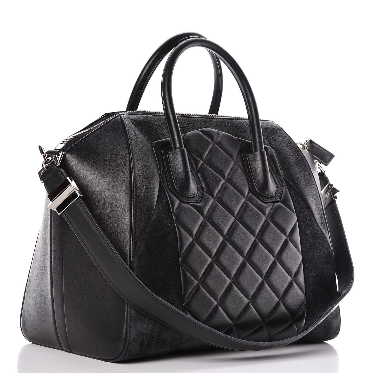 Sugar Goatskin Lambskin Diamond Quilted Medium Antigona Black