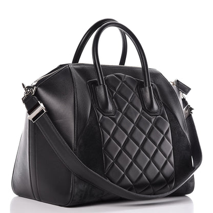 Givenchy Sugar Goatskin Lambskin Diamond Quilted Medium Antigona Black 3 of 14