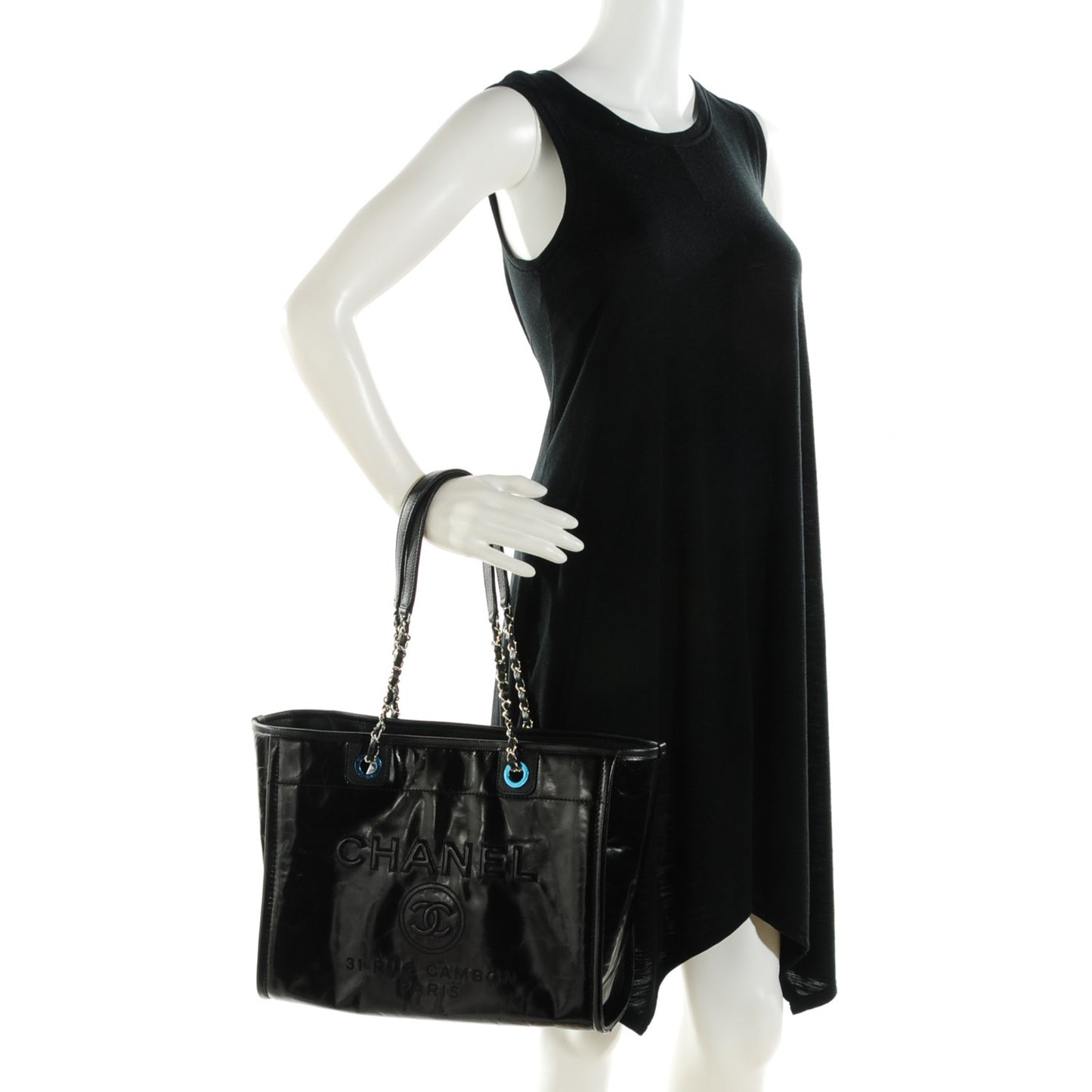 Calfskin Small Deauville Tote Black