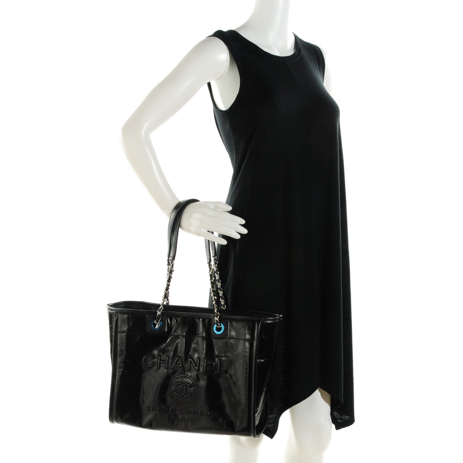 Chanel Calfskin Small Deauville Tote Black 2 of 7