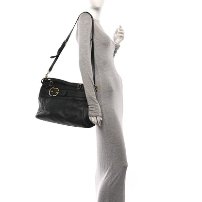 Gucci Pebbled Calfskin Ride Medium Top Handle Bag Black 2 of 10