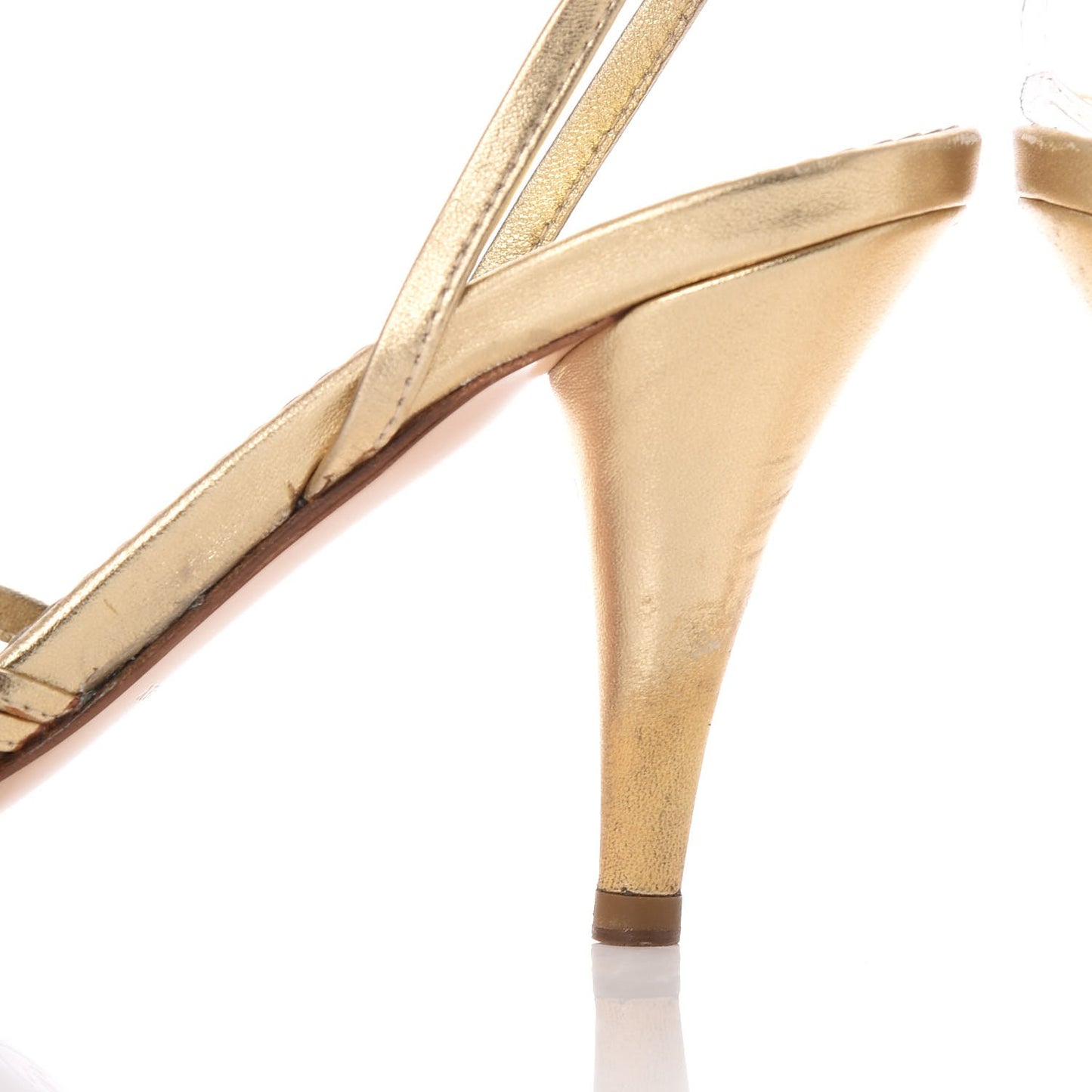 Metallic Lambskin Strappy Sandals 36 Light Gold