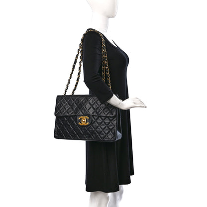 Chanel Lambskin Quilted XL Jumbo Single Flap Black 2 of 14