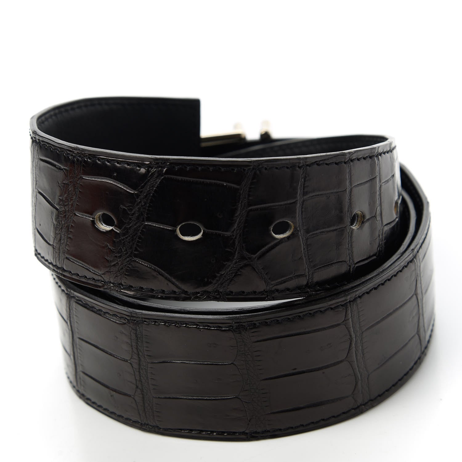 Hermes Matte Porosus Crocodile 32mm Belt 90 Black 3 of 6