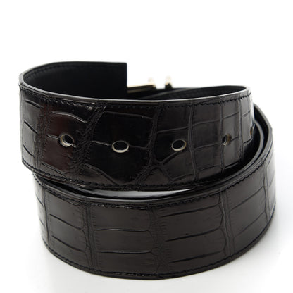 Hermes Matte Porosus Crocodile 32mm Belt 90 Black 3 of 6