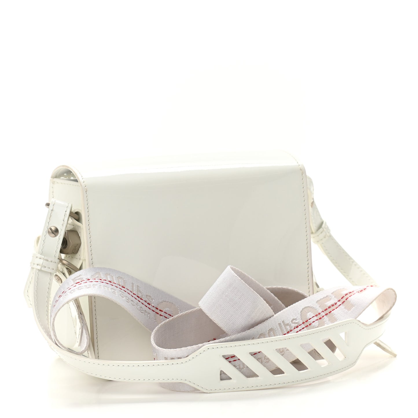 Calfskin Perforated Binder Flap Bag White