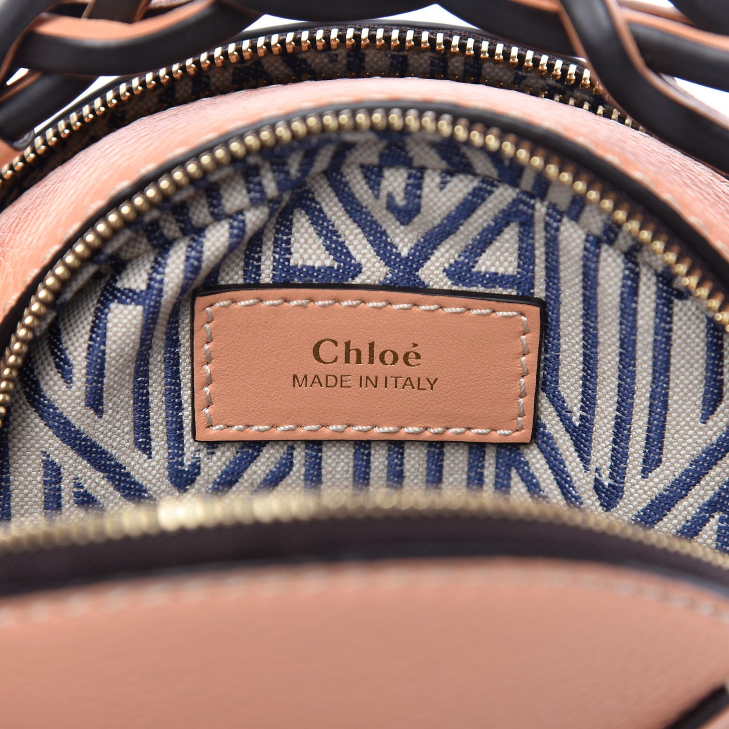 Grained Shiny Calfskin Mini Round Daria Bag Peach Bloom