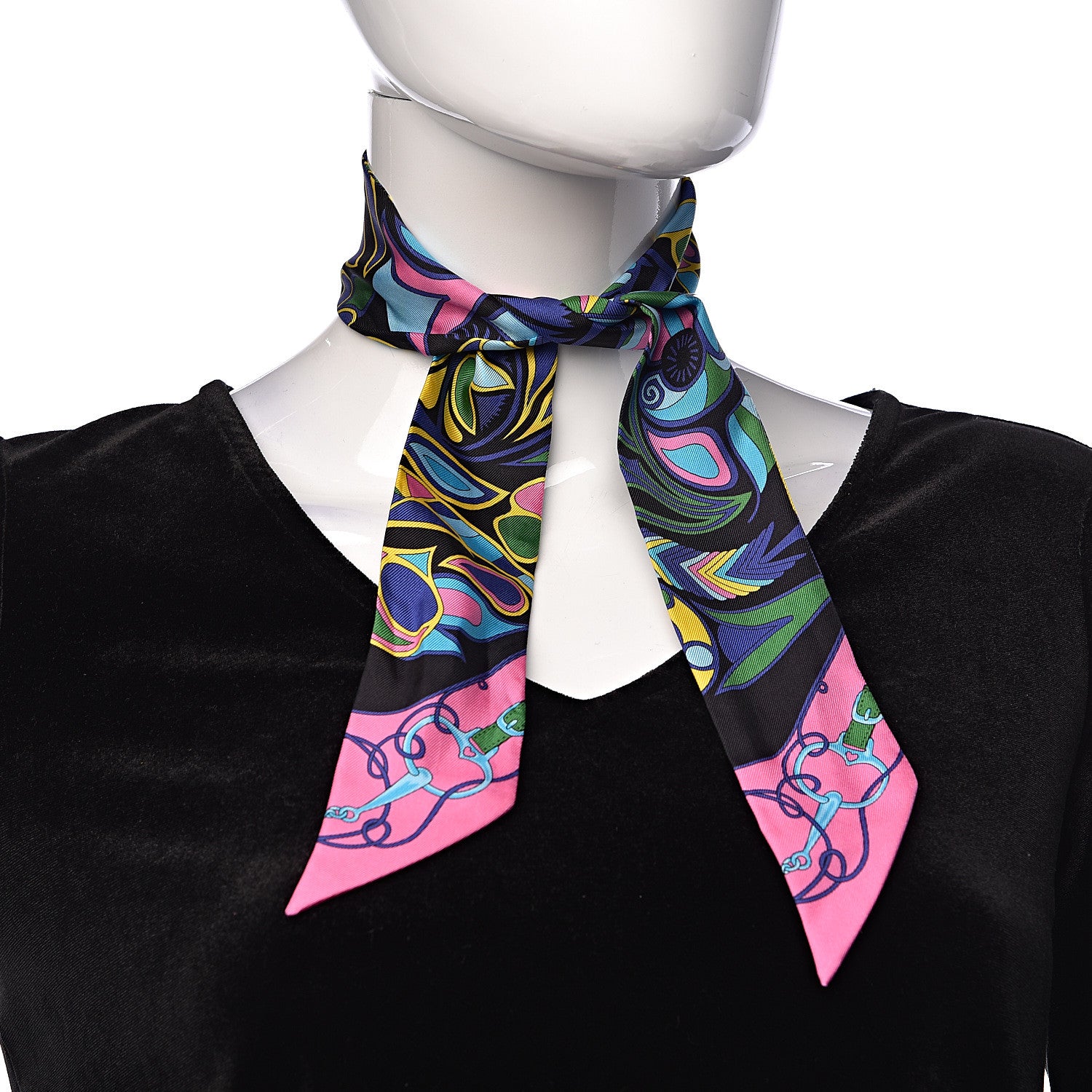 Hermes Silk Folklore Twilly Violet Black Rose Vif 2 of 5