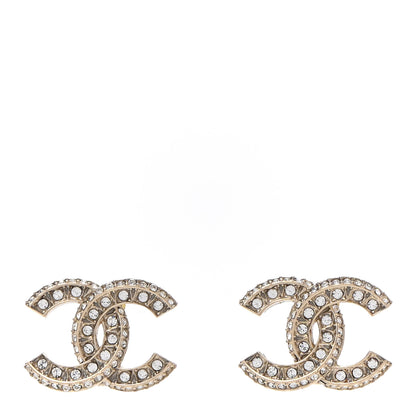 Chanel Crystal Timeless CC Earrings Light Gold 1 of 5
