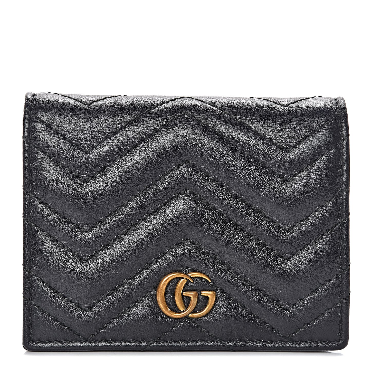 Calfskin Matelasse GG Marmont Card Case Wallet Black