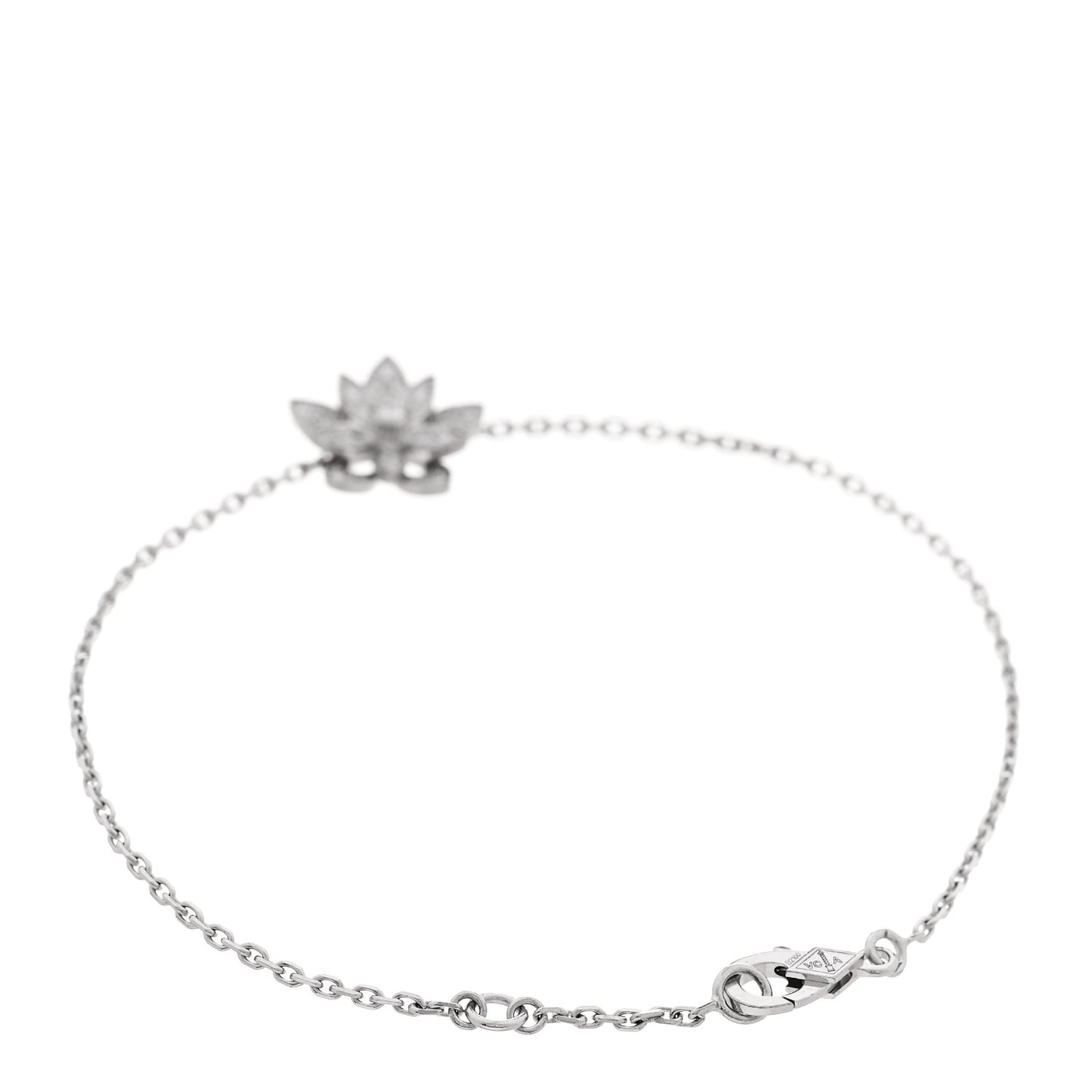 18K White Gold Diamond Mini Lotus Openwork Bracelet