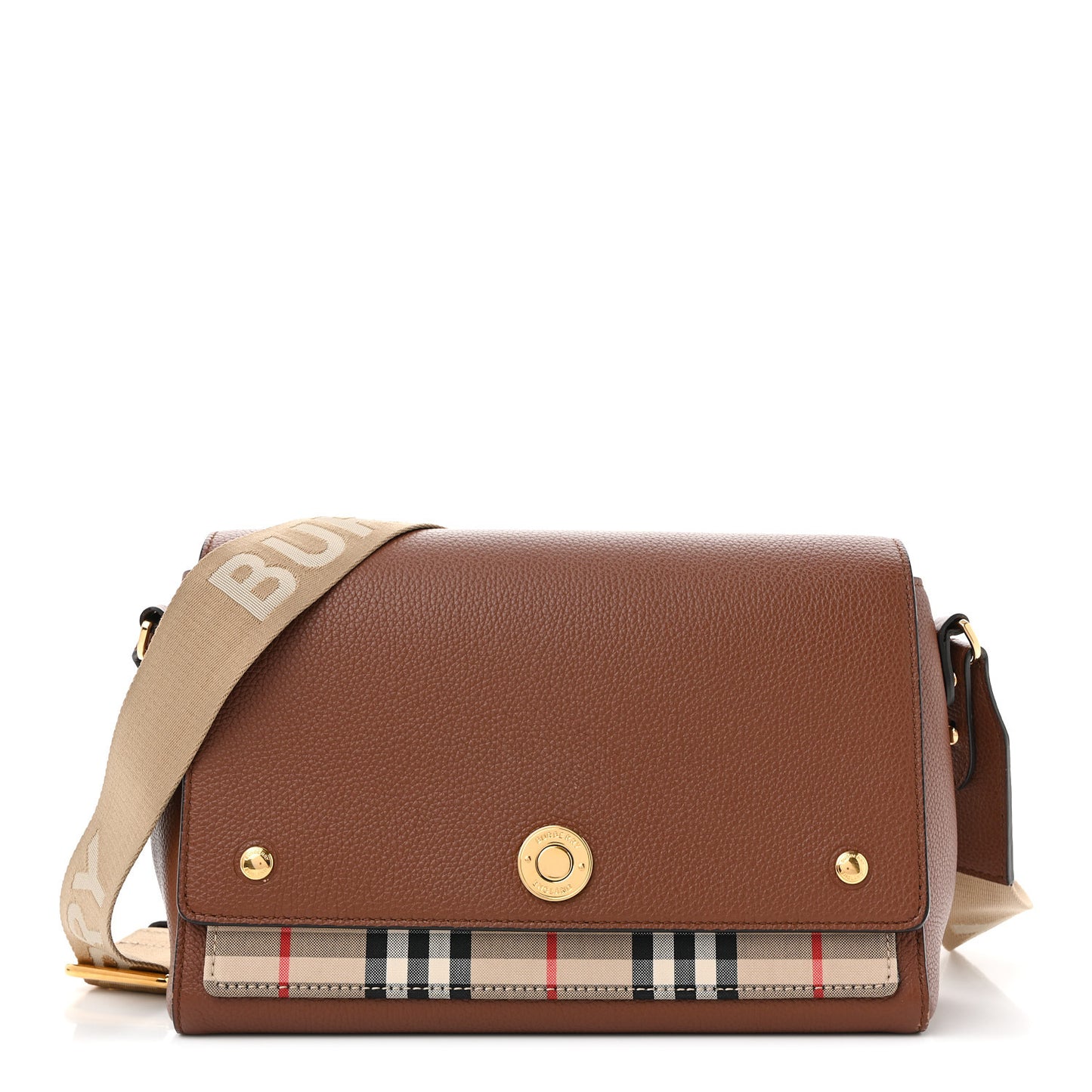 Calfskin Vintage Check Note Crossbody Bag Tan