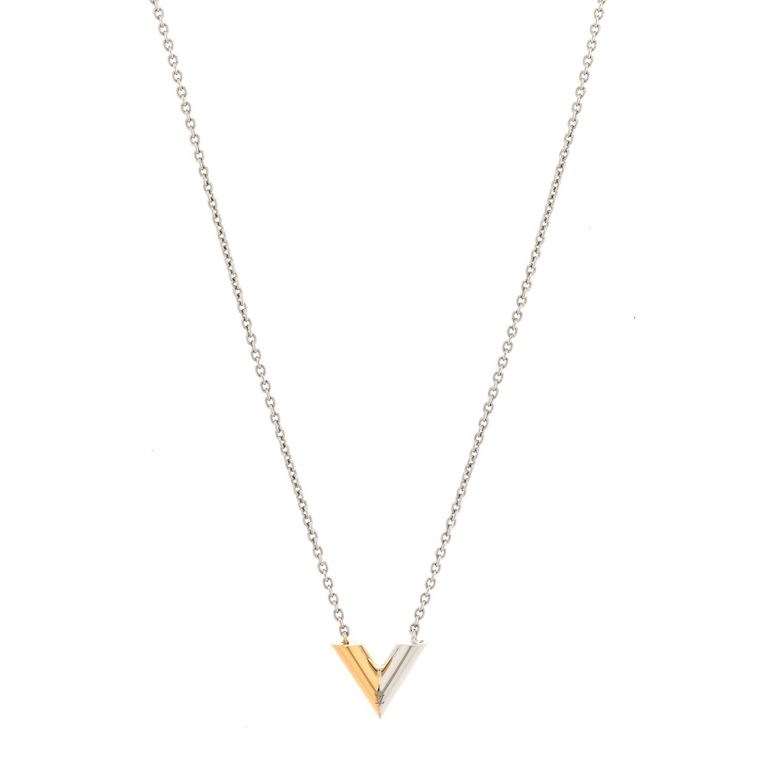 Louis Vuitton Essential V Necklace Silver Gold 1 of 5