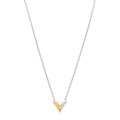 Louis Vuitton Essential V Necklace Silver Gold 1 of 5