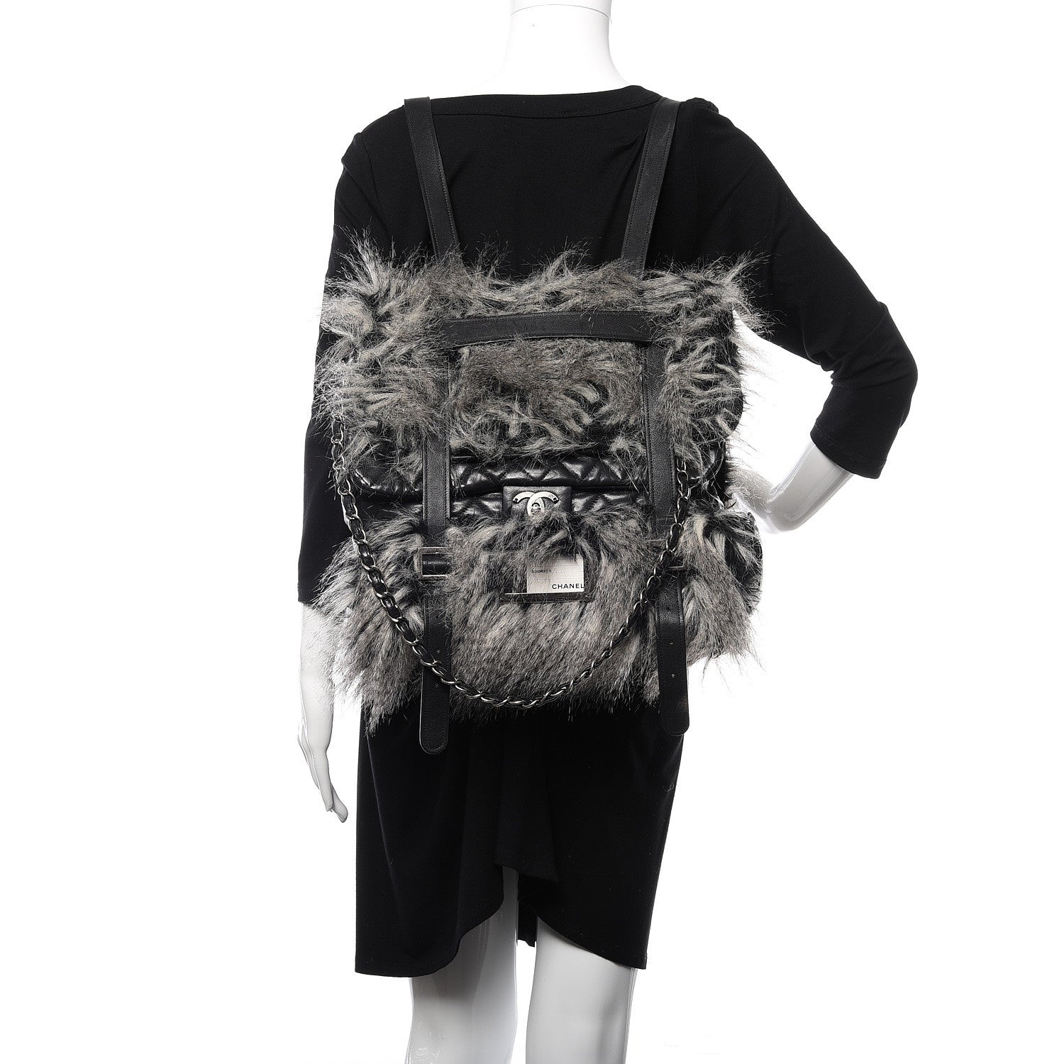 Chanel Iridescent Calfskin Fantasy Fur Backpack Grey 2 of 13