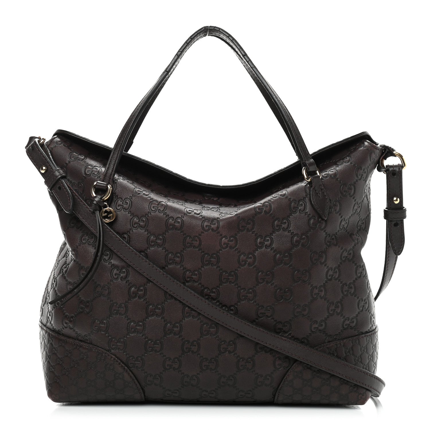 Gucci Guccissima Medium Bree Foldover Tote Chocolate 1 of 13