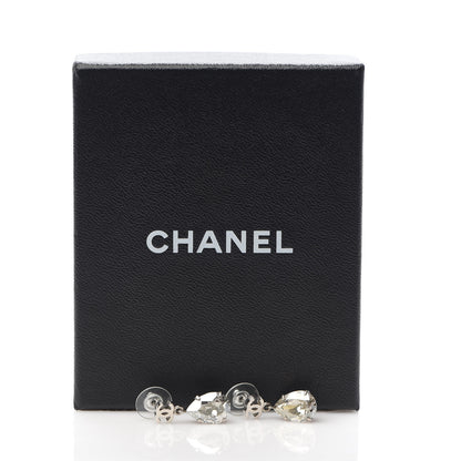 Chanel Crystal CC Tear Drop Earrings Silver 5 of 5