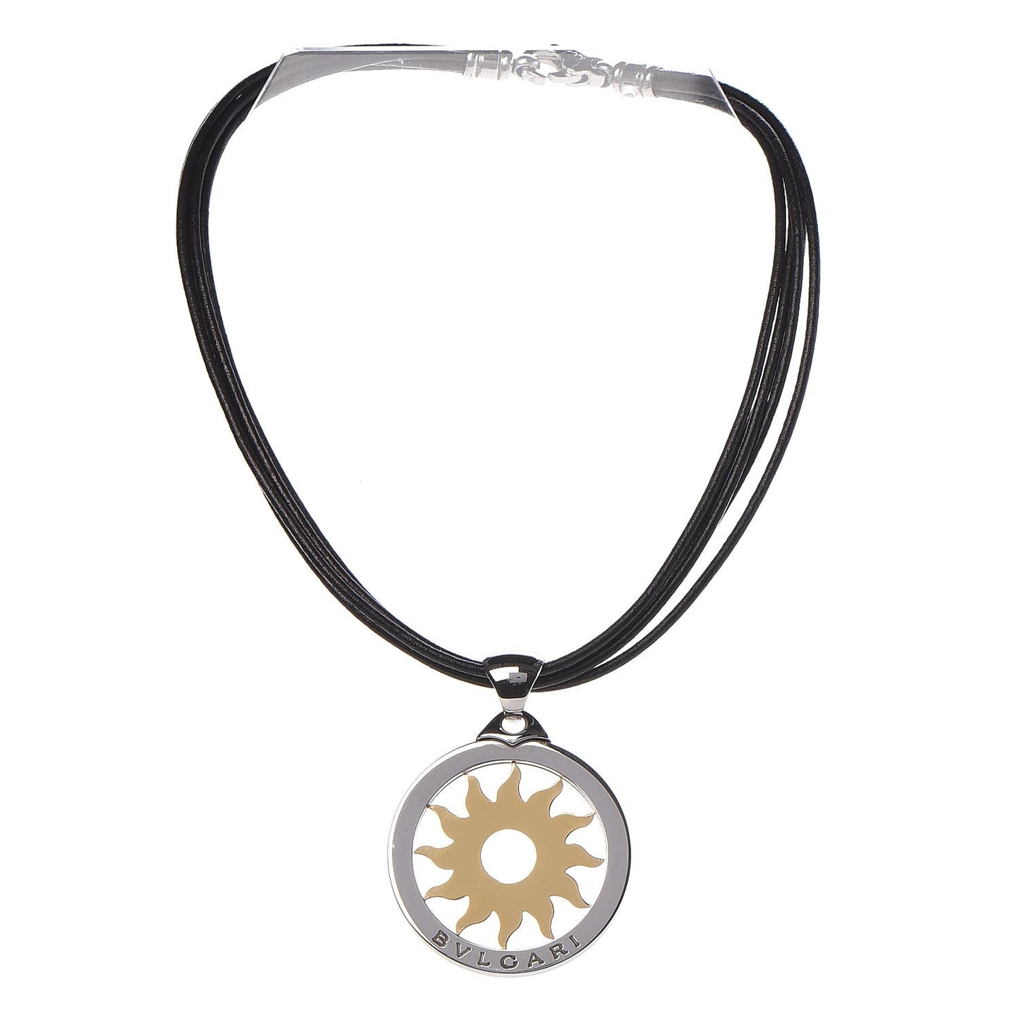 18K Yellow Gold Stainless Steel Tondo Sun Pendant Necklace