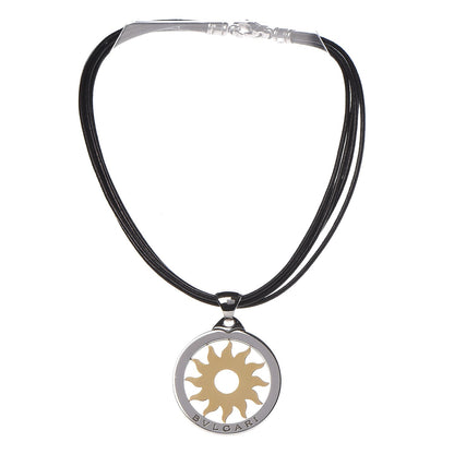 Bulgari 18K Yellow Gold Stainless Steel Tondo Sun Pendant Necklace 3 of 6