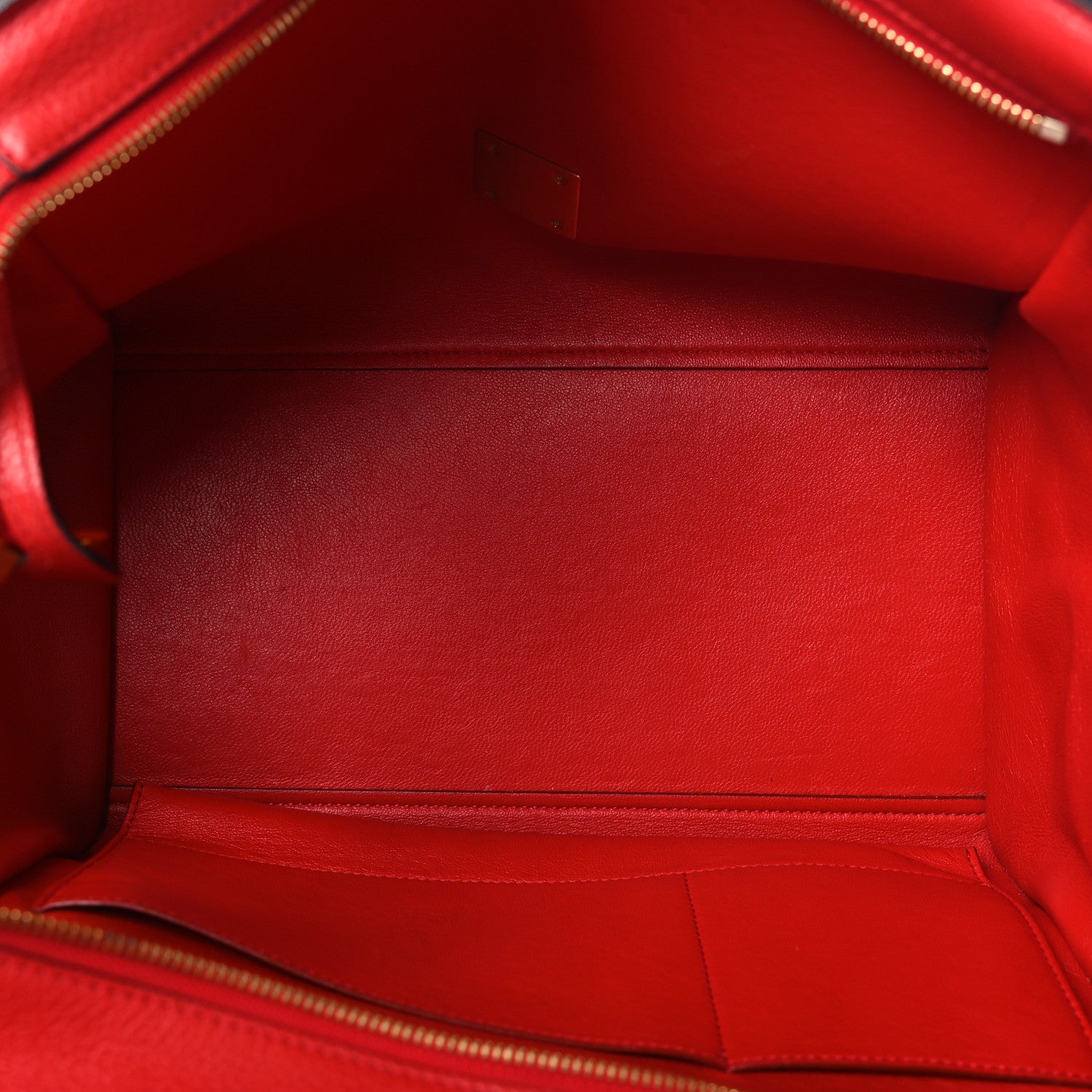 Celine Drummed Calfskin Suede Large Trapeze Coquelicot 5 of 10