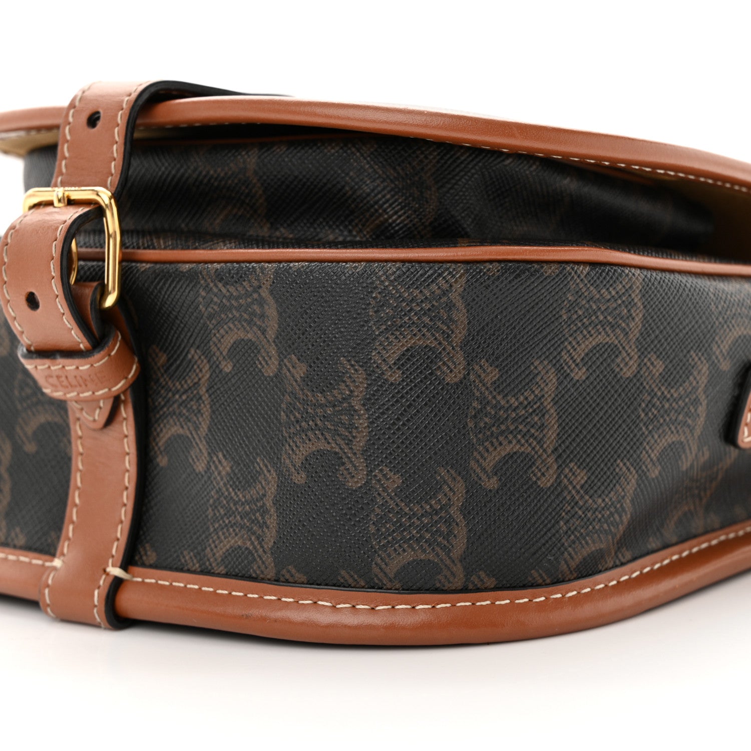 Celine Triomphe Canvas Medium Folco Bag Tan 10 of 13
