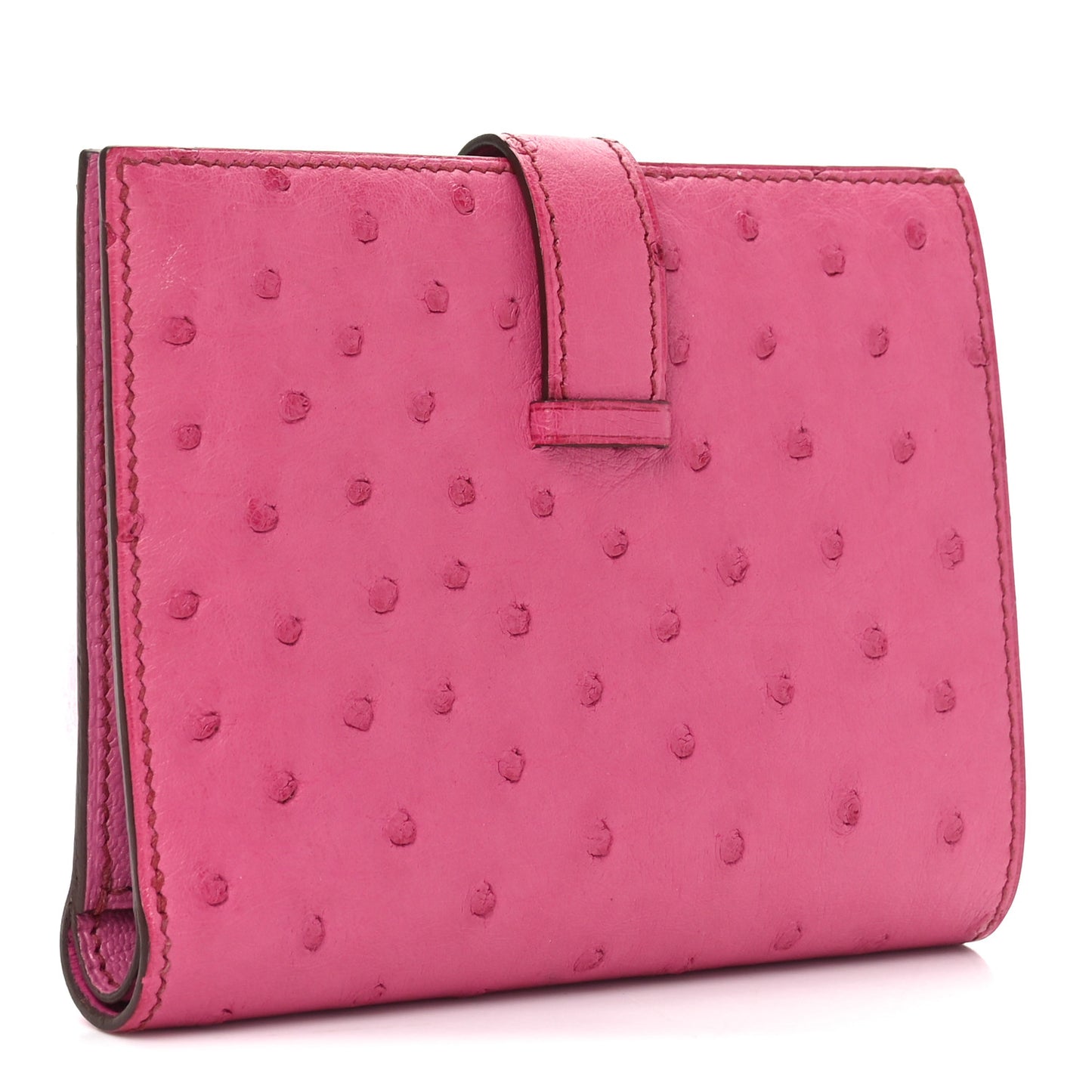 Ostrich Bearn Compact Wallet Fuchsia
