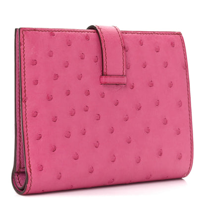 Hermes Ostrich Bearn Compact Wallet Fuchsia 3 of 6