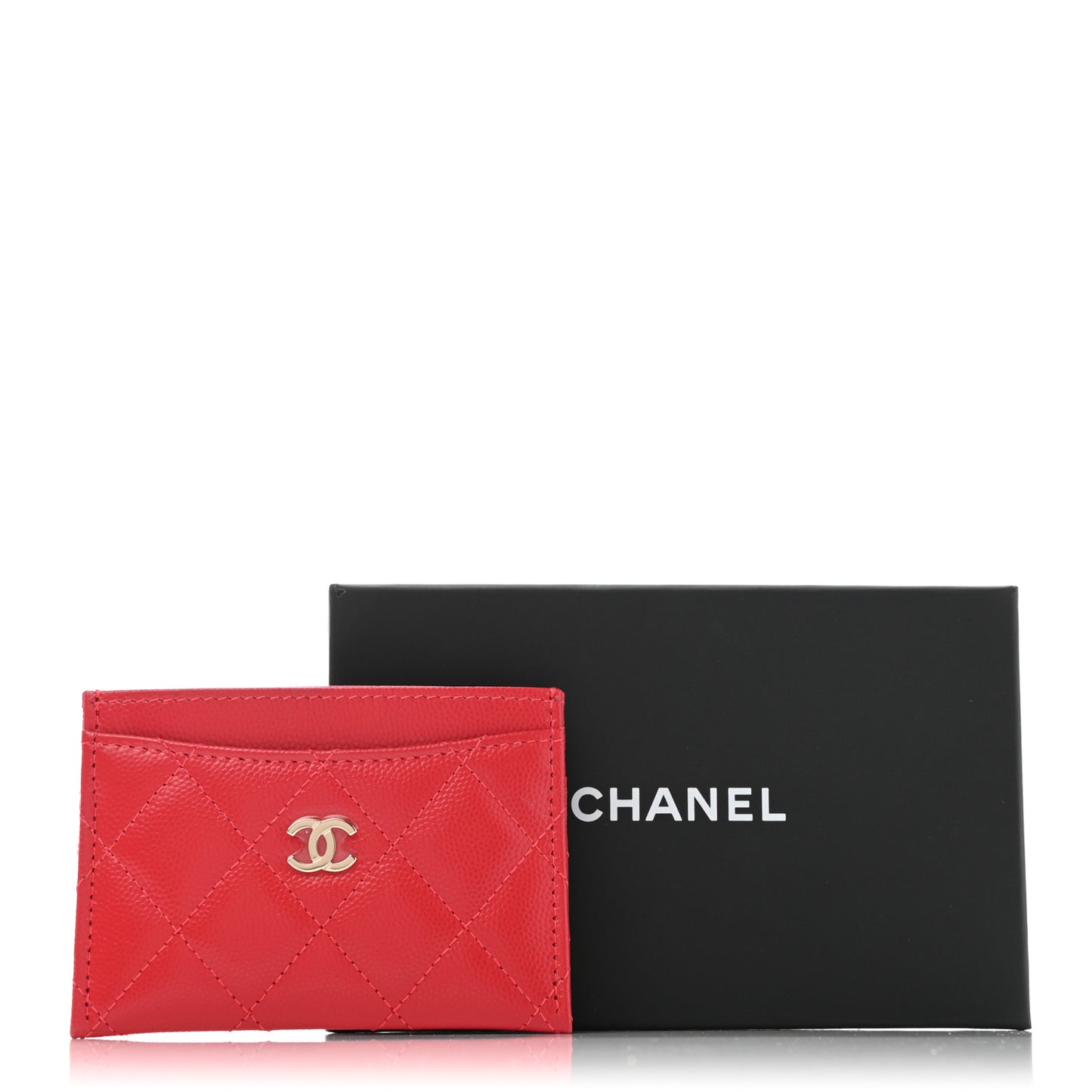 Caviar Quilted Card Holder Red